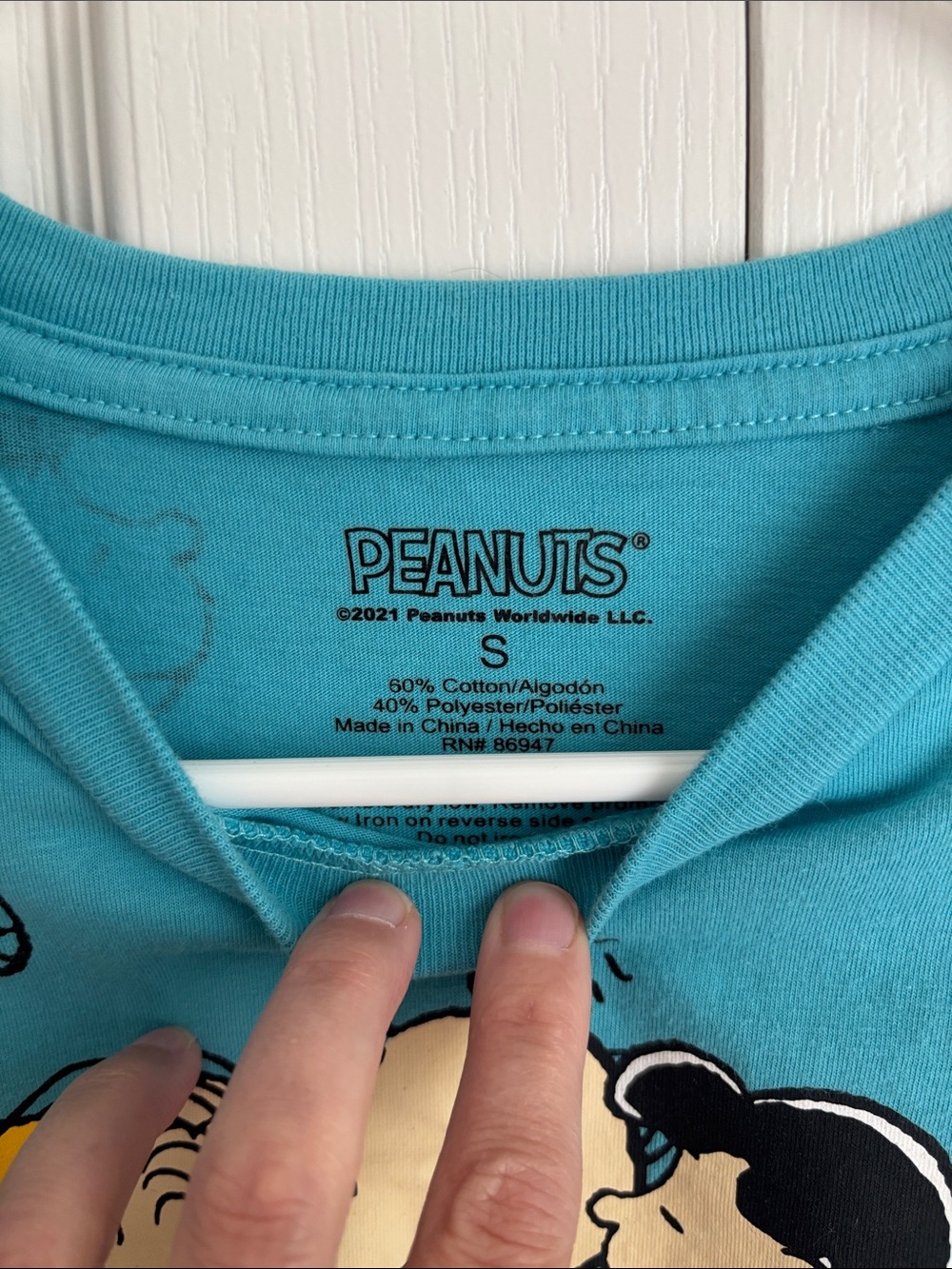 Peanuts Graphic Tee Shirt. Blue. Size Small - Picture 4 of 4